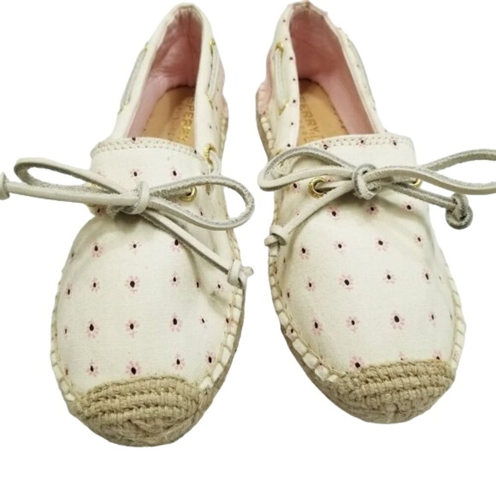 SPERRY‎ TOP CANVAS SIDER SLIP ON FLOWER COMFORT ESPADRILLES SIZE 5.5 MED EUC